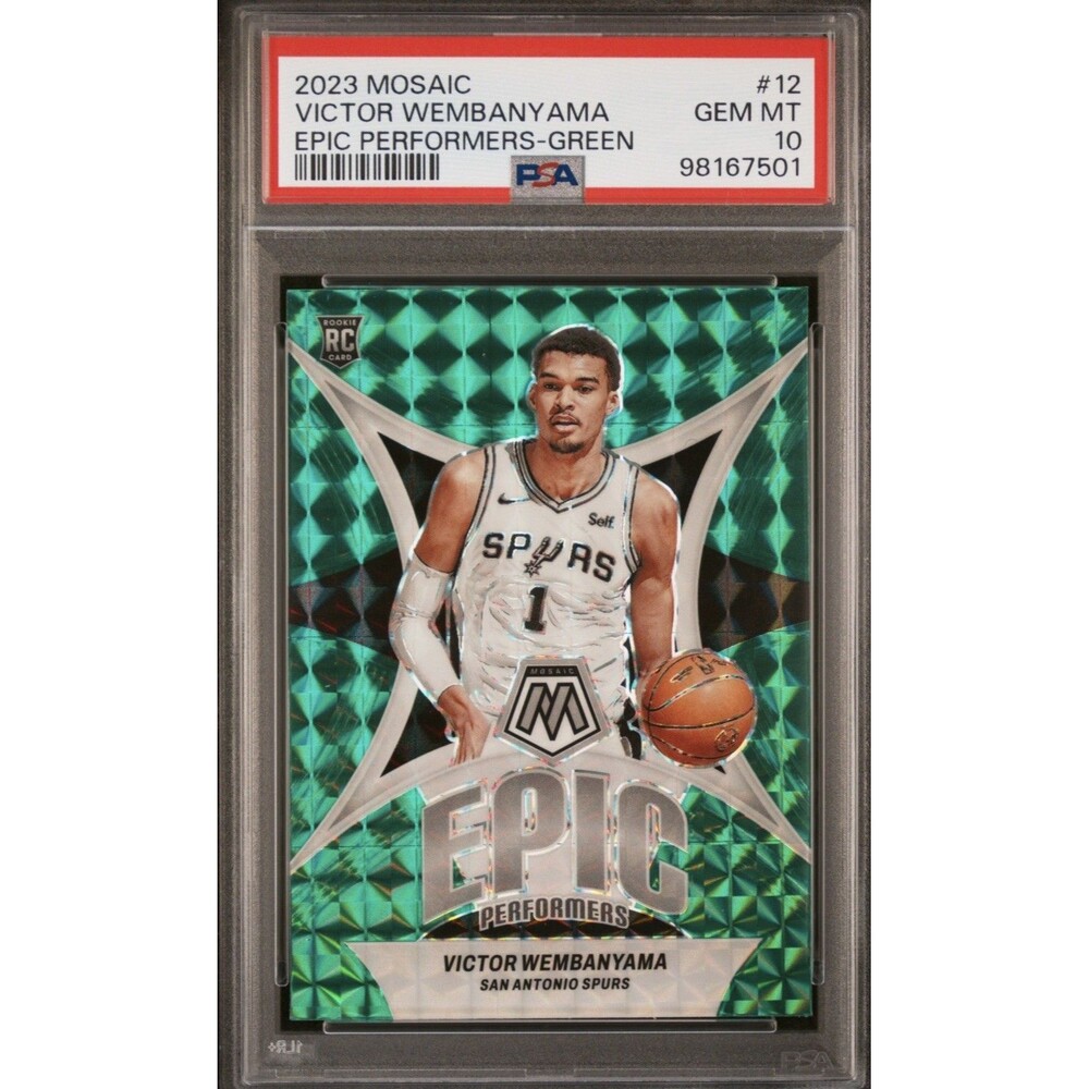 2023 Victor Wembanyama - Epic Performers Green Mosaic Prizm (RC) PSA 10 Gem Mint